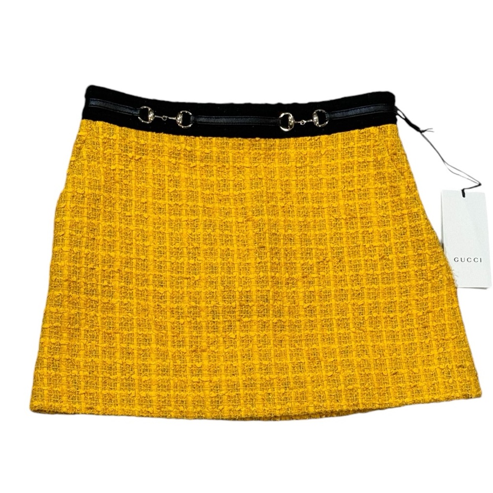 Gucci Tweed Mini Skirt Golden Yellow IT 36 US 0 - Picture 6 of 11